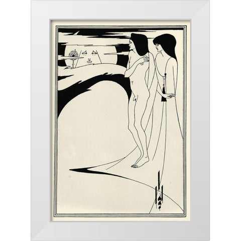 Salome 1894 - Woman in the Moon White Modern Wood Framed Art Print by Beardsley, Aubrey