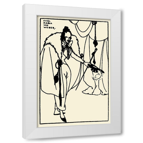Savoy 1896 Vol.8 - Carl Maria von Weber White Modern Wood Framed Art Print by Beardsley, Aubrey