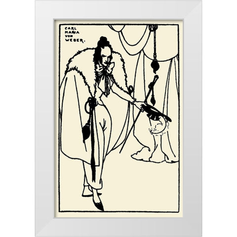 Savoy 1896 Vol.8 - Carl Maria von Weber White Modern Wood Framed Art Print by Beardsley, Aubrey
