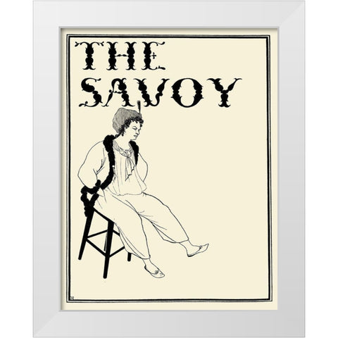 Savoy 1896 Vol.8 - Cover Design White Modern Wood Framed Art Print by Beardsley, Aubrey