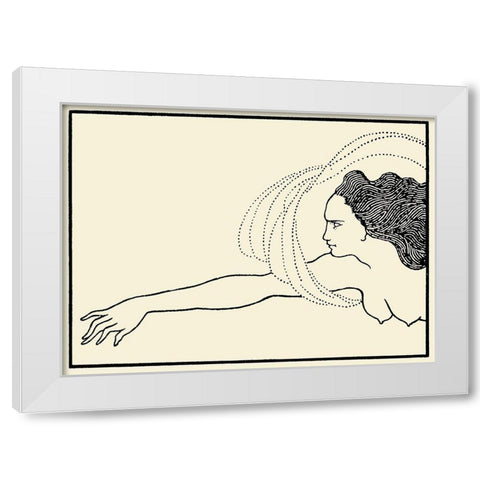 Savoy 1896 Vol.8 - Das Rheingold Flosshilde White Modern Wood Framed Art Print by Beardsley, Aubrey