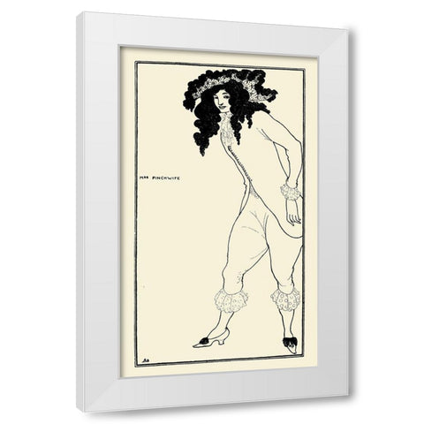Savoy 1896 Vol.8 - Mrs Pinchwife White Modern Wood Framed Art Print by Beardsley, Aubrey