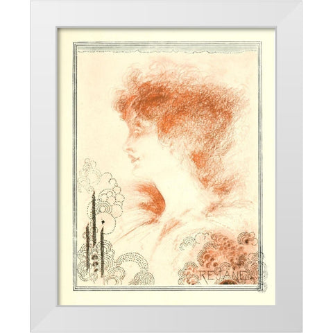 Rejane 1897 White Modern Wood Framed Art Print by Beardsley, Aubrey
