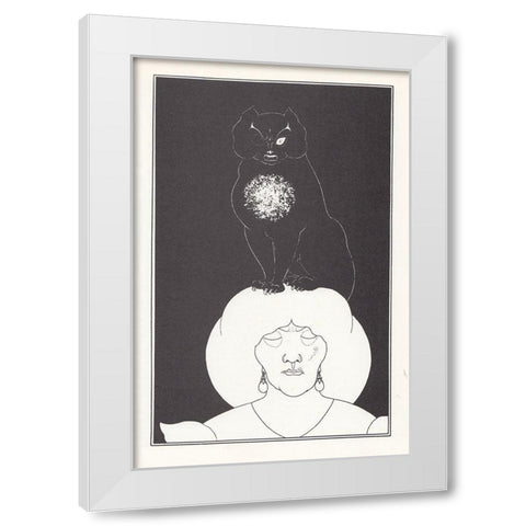 Tales of Mystery 1894 - The Black Cat White Modern Wood Framed Art Print by Beardsley, Aubrey