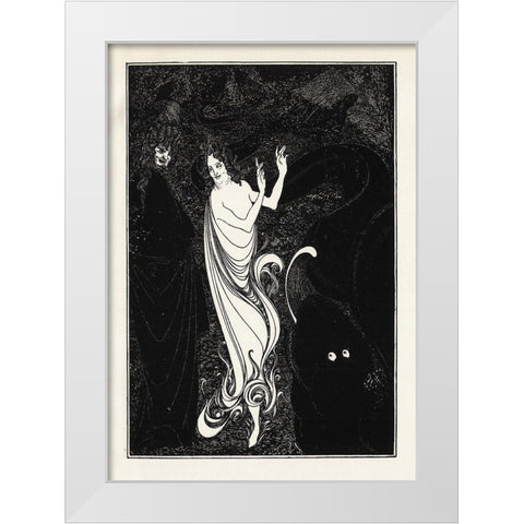 Under the Hill 1903 - For 3rd tableau of Rheingold White Modern Wood Framed Art Print by Beardsley, Aubrey