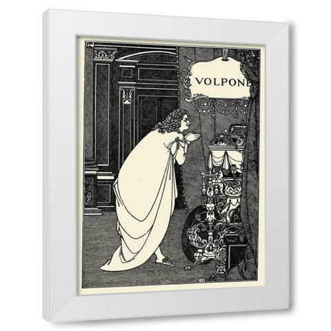 Volpone 1898 - Frontispiece White Modern Wood Framed Art Print by Beardsley, Aubrey