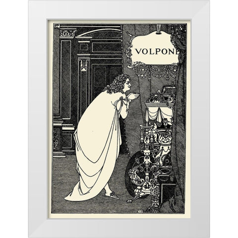 Volpone 1898 - Frontispiece White Modern Wood Framed Art Print by Beardsley, Aubrey