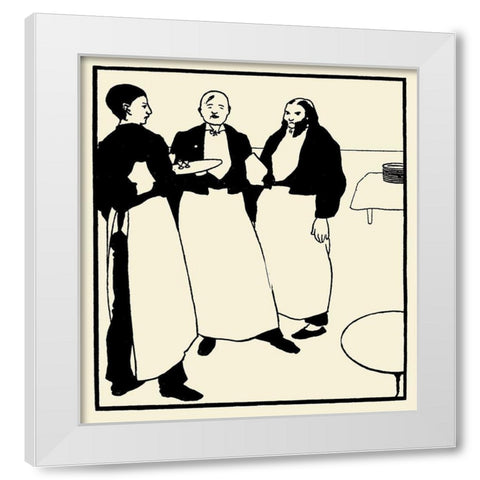 Yellow Book 1894 Vol.2 - Garcons de Cafe White Modern Wood Framed Art Print by Beardsley, Aubrey