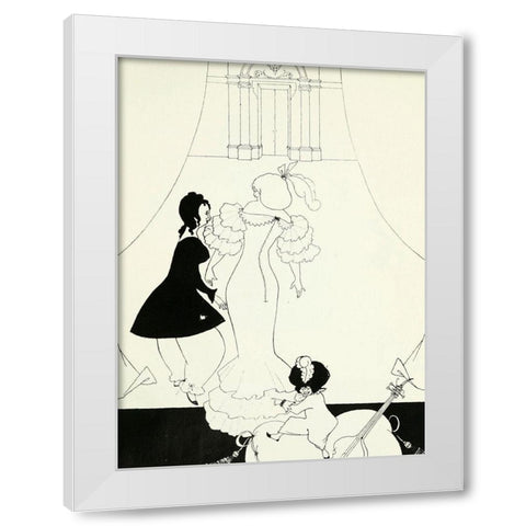 Yellow Book 1894 Vol.2 - Marionettes 2 White Modern Wood Framed Art Print by Beardsley, Aubrey