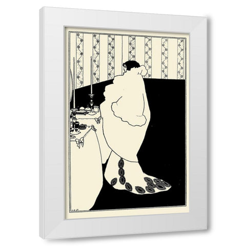 Yellow Book 1894 Vol.3 - La Dame aux Camelias White Modern Wood Framed Art Print by Beardsley, Aubrey