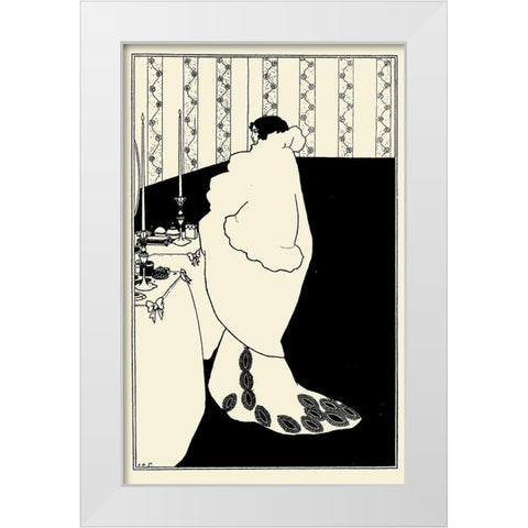 Yellow Book 1894 Vol.3 - La Dame aux Camelias White Modern Wood Framed Art Print by Beardsley, Aubrey