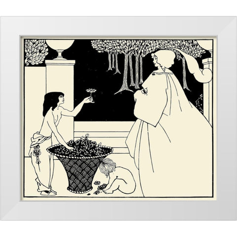 Yellow Book 1895 Vol.4 - Front cover White Modern Wood Framed Art Print by Beardsley, Aubrey
