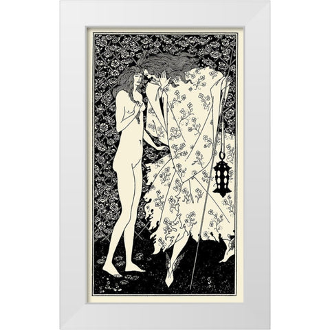 Yellow Book 1895 Vol.4 - Mysterious Rose Garden White Modern Wood Framed Art Print by Beardsley, Aubrey