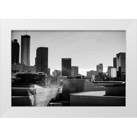 Skyscrapers and a Ferris Wheel in the Skyline of Atlanta-Georgia White Modern Wood Framed Art Print by Georgia Picture Archive