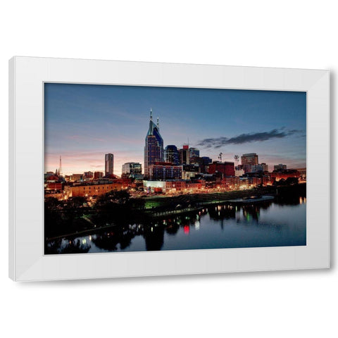 Nashville-Tennessee Skyline White Modern Wood Framed Art Print by Highsmith, Carol