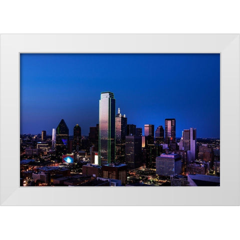 Dallas Skyline at Night White Modern Wood Framed Art Print by Highsmith, Carol