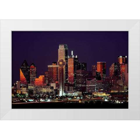 Dusk View of Dallas-Texas White Modern Wood Framed Art Print by Highsmith, Carol