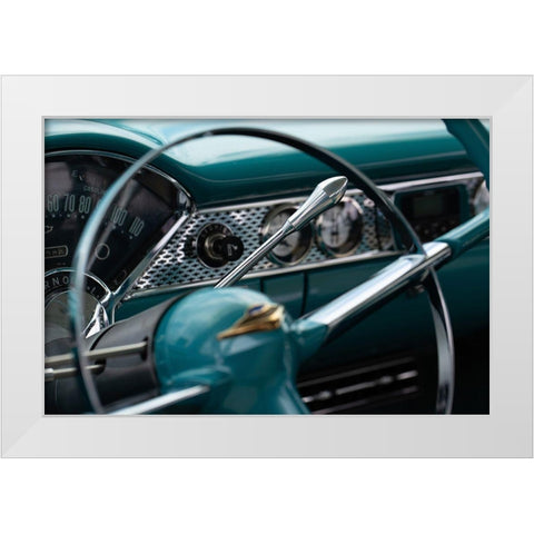 Classic Car Dashboard in Turquoise White Modern Wood Framed Art Print by Vintage Photo Archive
