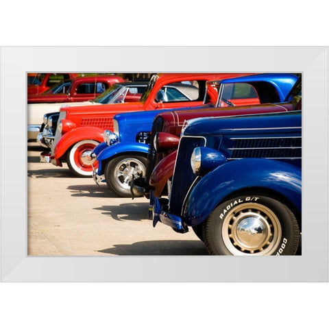 Classic Car Show White Modern Wood Framed Art Print by Vintage Photo Archive