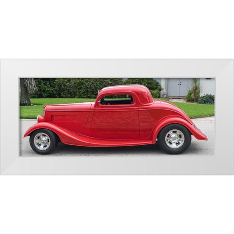 Classic Red Car White Modern Wood Framed Art Print by Vintage Photo Archive