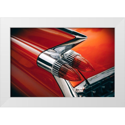 Classic Red Tail Light White Modern Wood Framed Art Print by Vintage Photo Archive