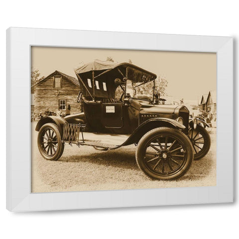 Vintage Sepia Truck White Modern Wood Framed Art Print by Vintage Photo Archive