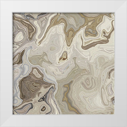 Banded Calcite White Modern Wood Framed Art Print by Alpenglow Workshop