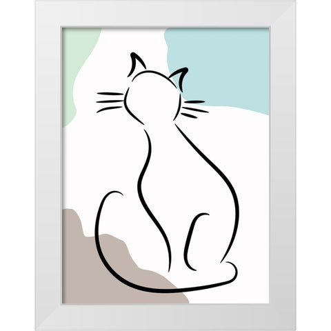 Elegant Cat I White Modern Wood Framed Art Print by Alpenglow Workshop