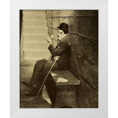 Charlie Chaplin, The New Movie, 1930 White Modern Wood Framed Art Print by Vintage Hollywood Archive