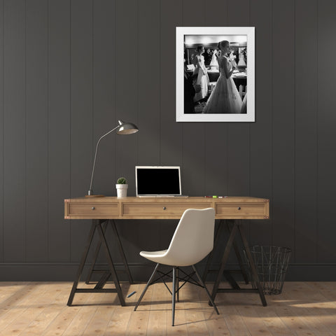 Audrey Hepburn, Grace Kelly, 1954 White Modern Wood Framed Art Print by Vintage Hollywood Archive