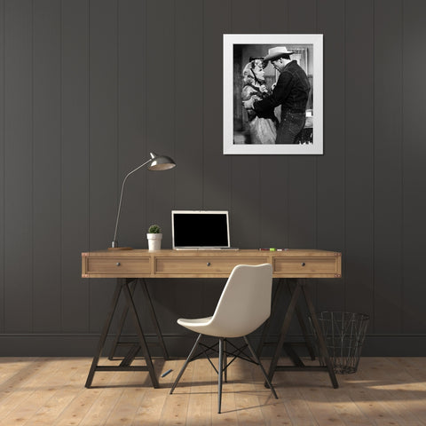 Marilyn Monroe, Don Murray, Bus Stop, 1956 White Modern Wood Framed Art Print by Vintage Hollywood Archive