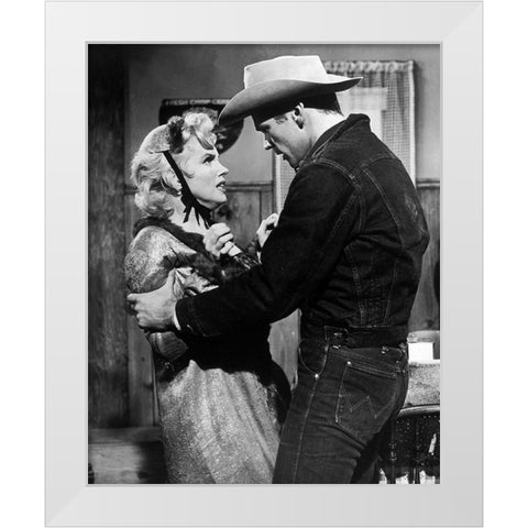 Marilyn Monroe, Don Murray, Bus Stop, 1956 White Modern Wood Framed Art Print by Vintage Hollywood Archive