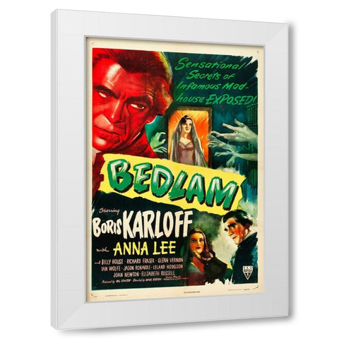 Bedlam-1945 White Modern Wood Framed Art Print by Vintage Hollywood Archive