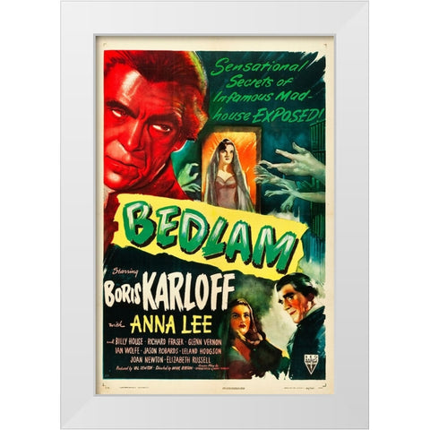 Bedlam-1945 White Modern Wood Framed Art Print by Vintage Hollywood Archive