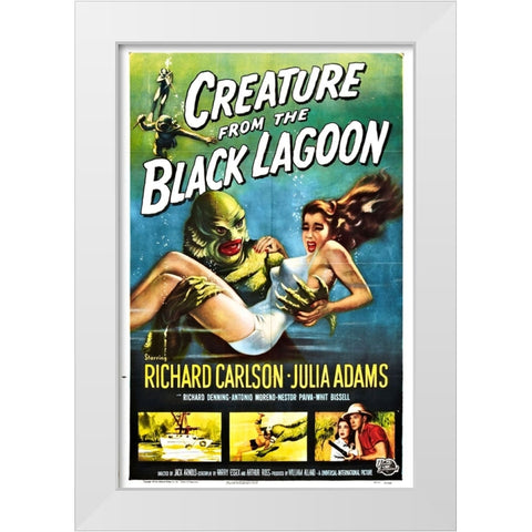 Creature from the Black Lagoon White Modern Wood Framed Art Print by Vintage Hollywood Archive