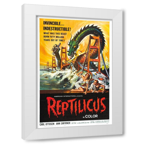 Reptilicus-1961 White Modern Wood Framed Art Print by Vintage Hollywood Archive