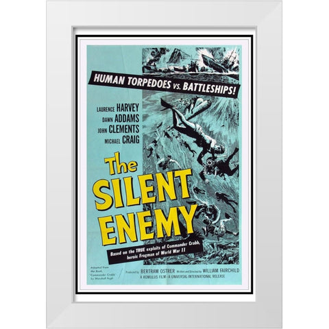 The Silent Enemy-1958 White Modern Wood Framed Art Print by Vintage Hollywood Archive