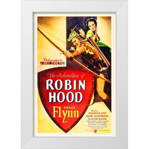The Adventures of Robin Hood-1938 White Modern Wood Framed Art Print by Vintage Hollywood Archive
