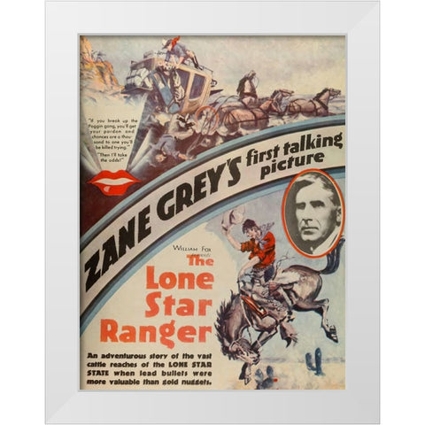 The Lone Star Ranger-1929 White Modern Wood Framed Art Print by Vintage Hollywood Archive