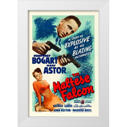 The Maltese Falcon-1941 White Modern Wood Framed Art Print by Vintage Hollywood Archive
