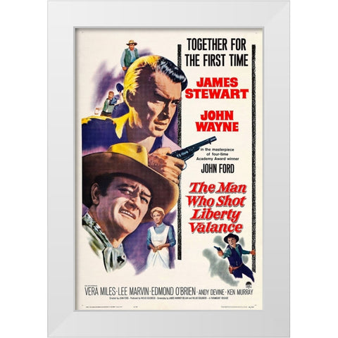 The Man who Shot Liberty Valance-1962 White Modern Wood Framed Art Print by Vintage Hollywood Archive