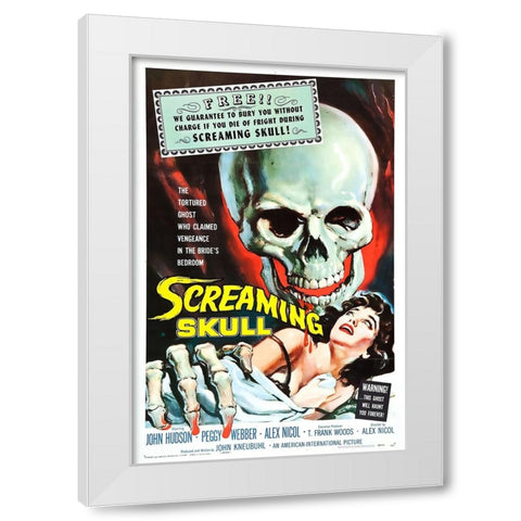 The Screaming Skull White Modern Wood Framed Art Print by Vintage Hollywood Archive