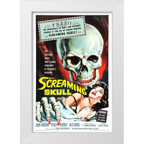 The Screaming Skull White Modern Wood Framed Art Print by Vintage Hollywood Archive