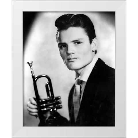Chet Baker-1955 White Modern Wood Framed Art Print by Vintage Music Archive