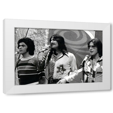 Three Dog Night-1975 White Modern Wood Framed Art Print by Vintage Music Archive