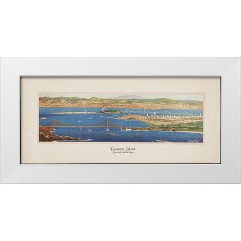 San Francisco-1915-Panorama Golden Gate White Modern Wood Framed Art Print by Worlds Fair Posters