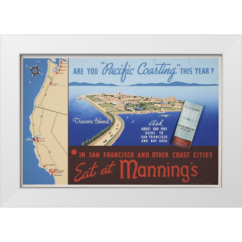 San Francisco-1939-Pacific Coasting White Modern Wood Framed Art Print by Worlds Fair Posters