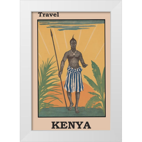 Kenya Africa Travel Poster White Modern Wood Framed Art Print by Vintage Travel Posters
