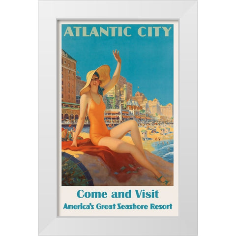 New Jersey Travel Poster White Modern Wood Framed Art Print by Vintage Travel Posters