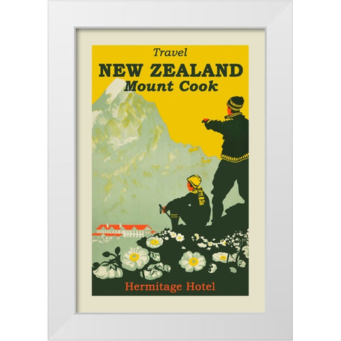 New Zealand Travel Poster White Modern Wood Framed Art Print by Vintage Travel Posters